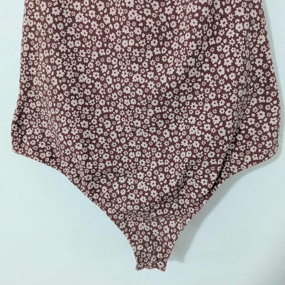 Free People Talk Back Floral Print Halter Bodysuit Orange Size Medium M - Picture 4 of 10